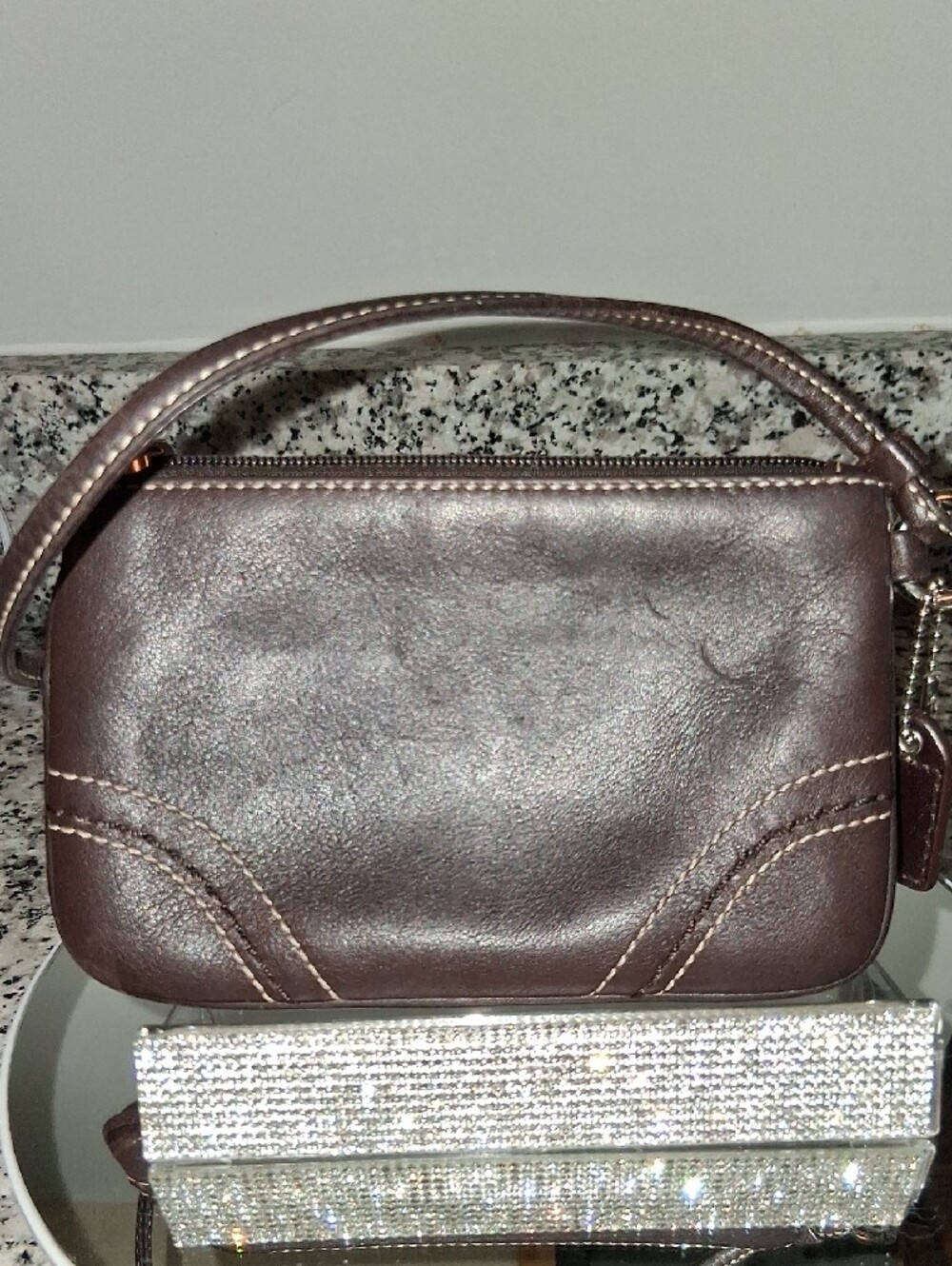 Coach Dark Brown Leather Wristlet Clutch - Picture 4 of 6